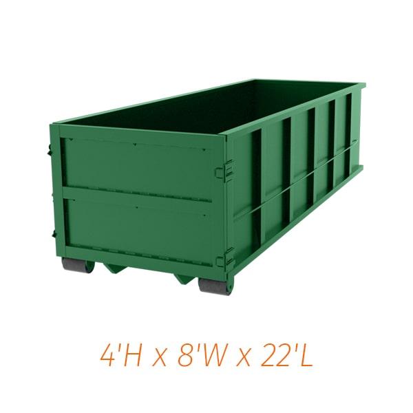 additional pickups can be requested during the rental period for 20-yard dumpsters